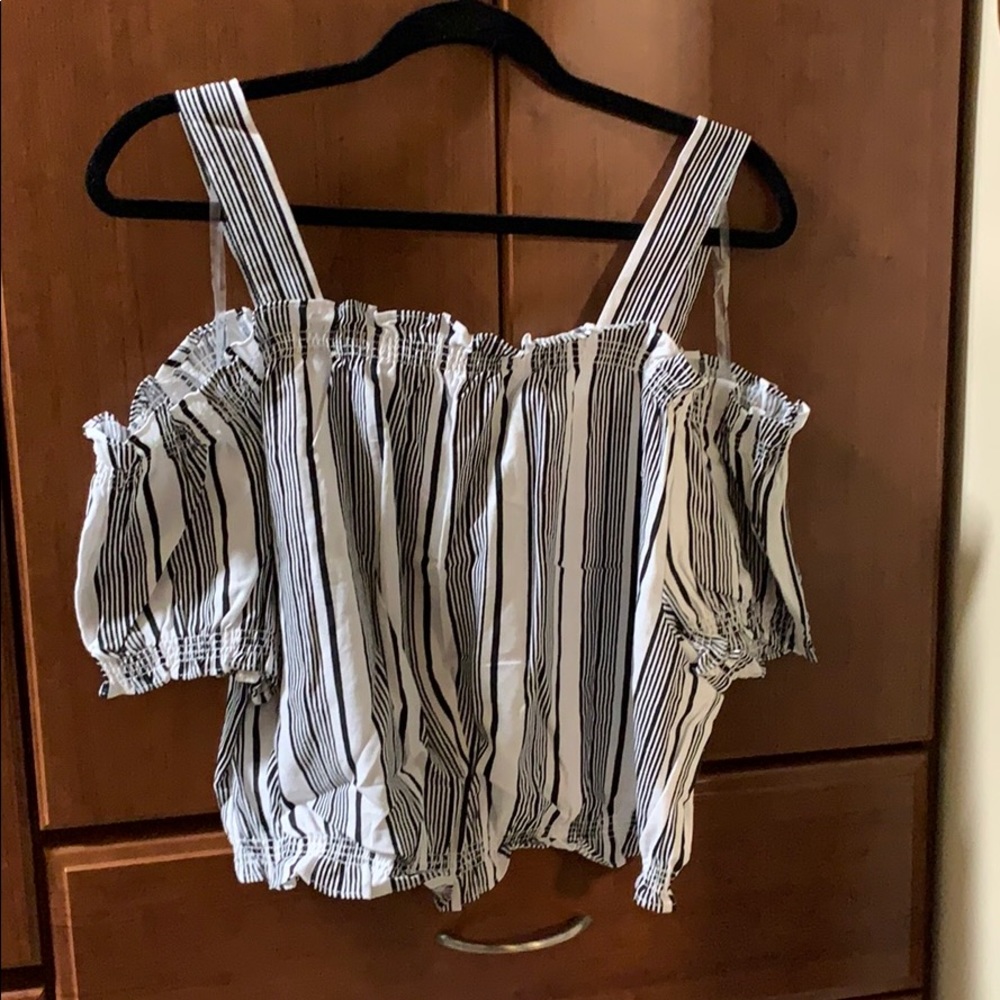 Striped Linen Peasant Top